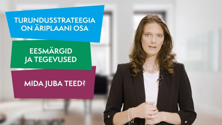 E-kursuse video kaader: koolitaja ja teemasildid