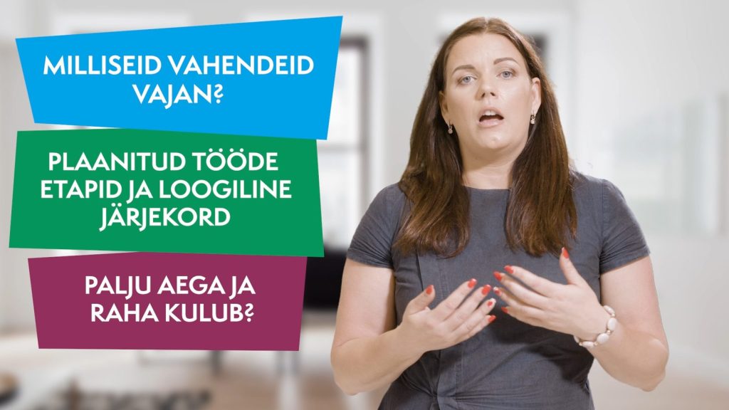 E-kursuse video kaader: koolitaja ja ekraanil küsimused