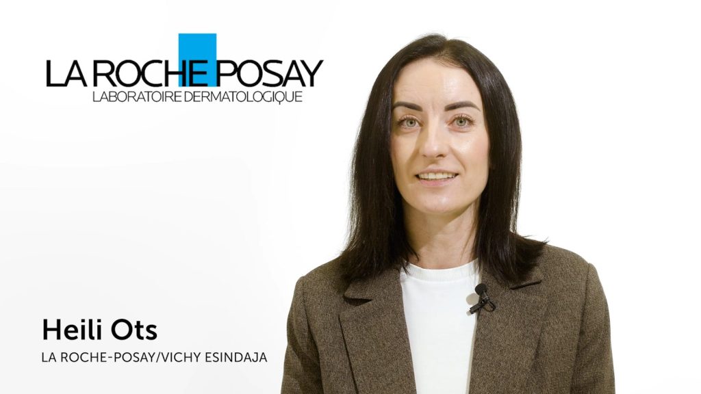 Tootekoolituse video kaader: La Roche-Posay esindaja räägib kaamerasse